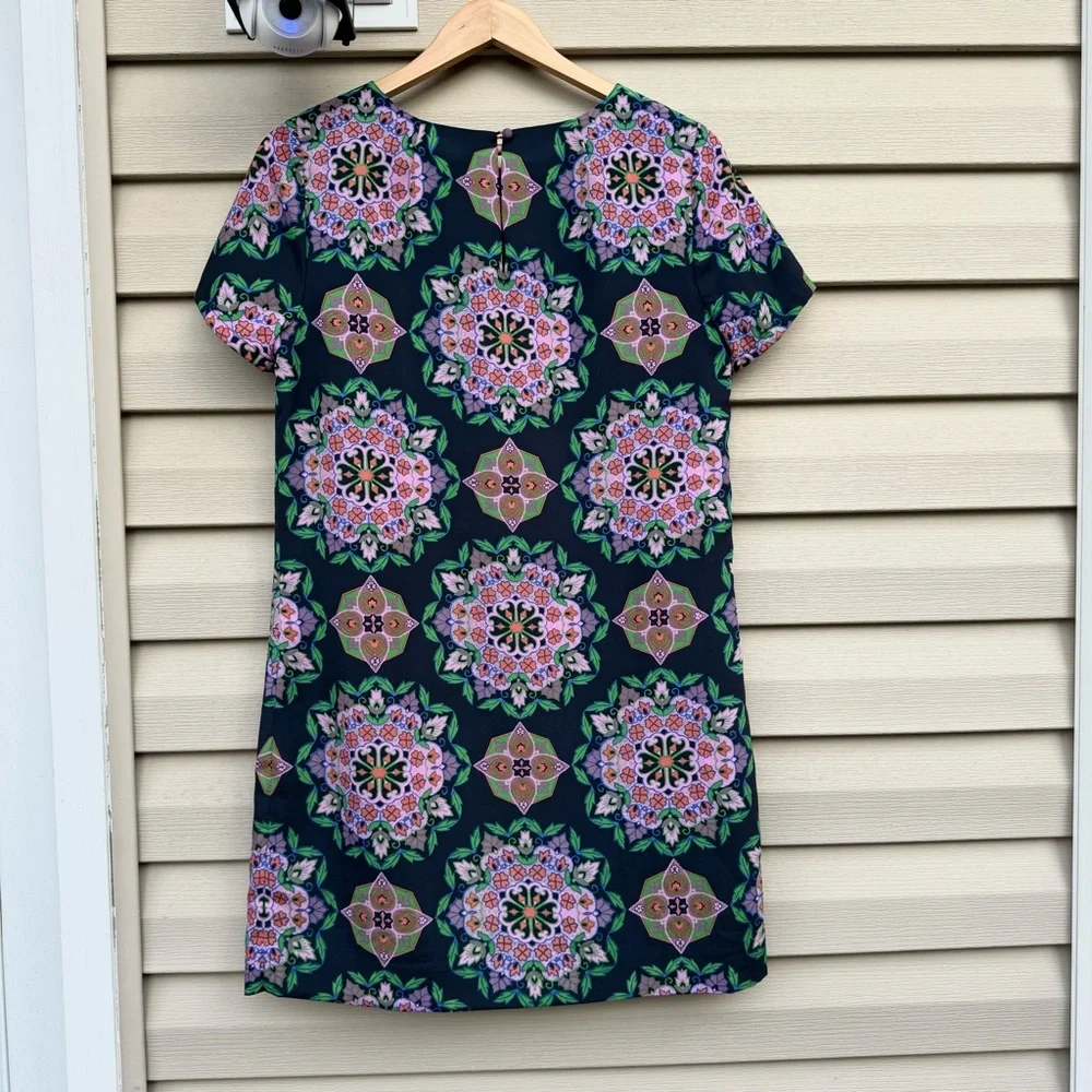 J Crew Navy Purple Floral print Dress Size 6